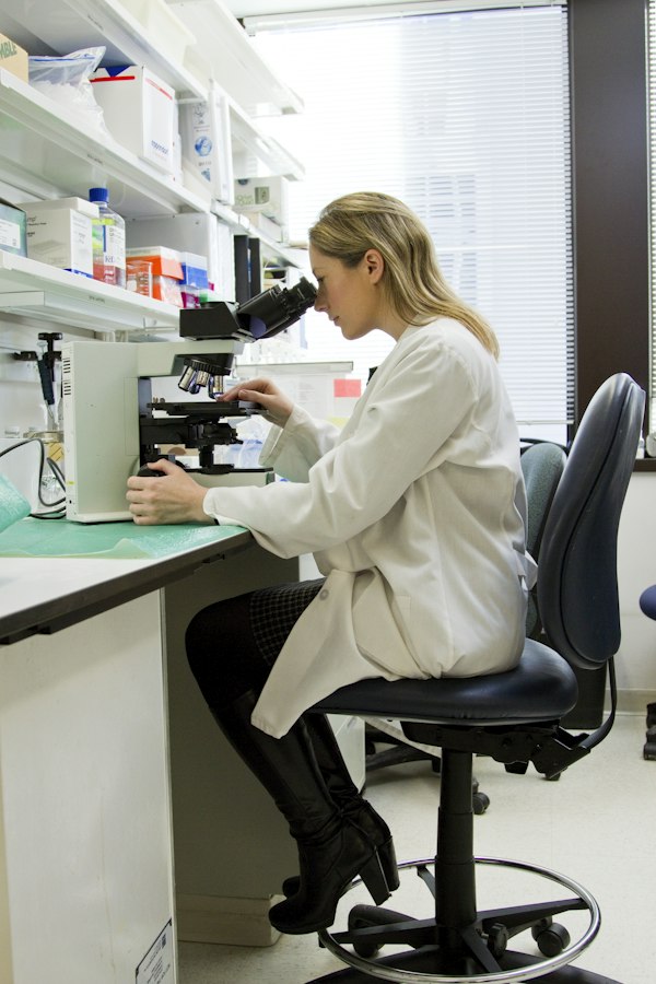 Medical professional in modern laboratory